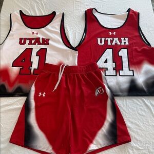 Utah Utes Men’s Under Armour Lacrosse practice Pinnies (2) and 1 pair of shorts